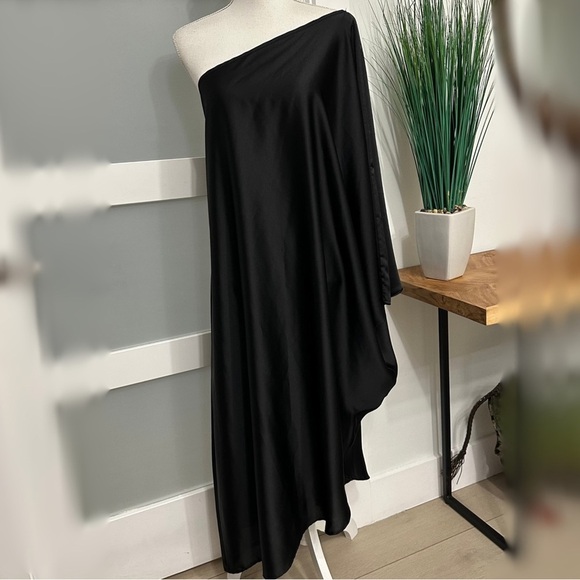 RENEE C. One Shoulder Satin Midi Dress SZ Large Elegance NWT Retail $206.00 - Picture 1 of 7